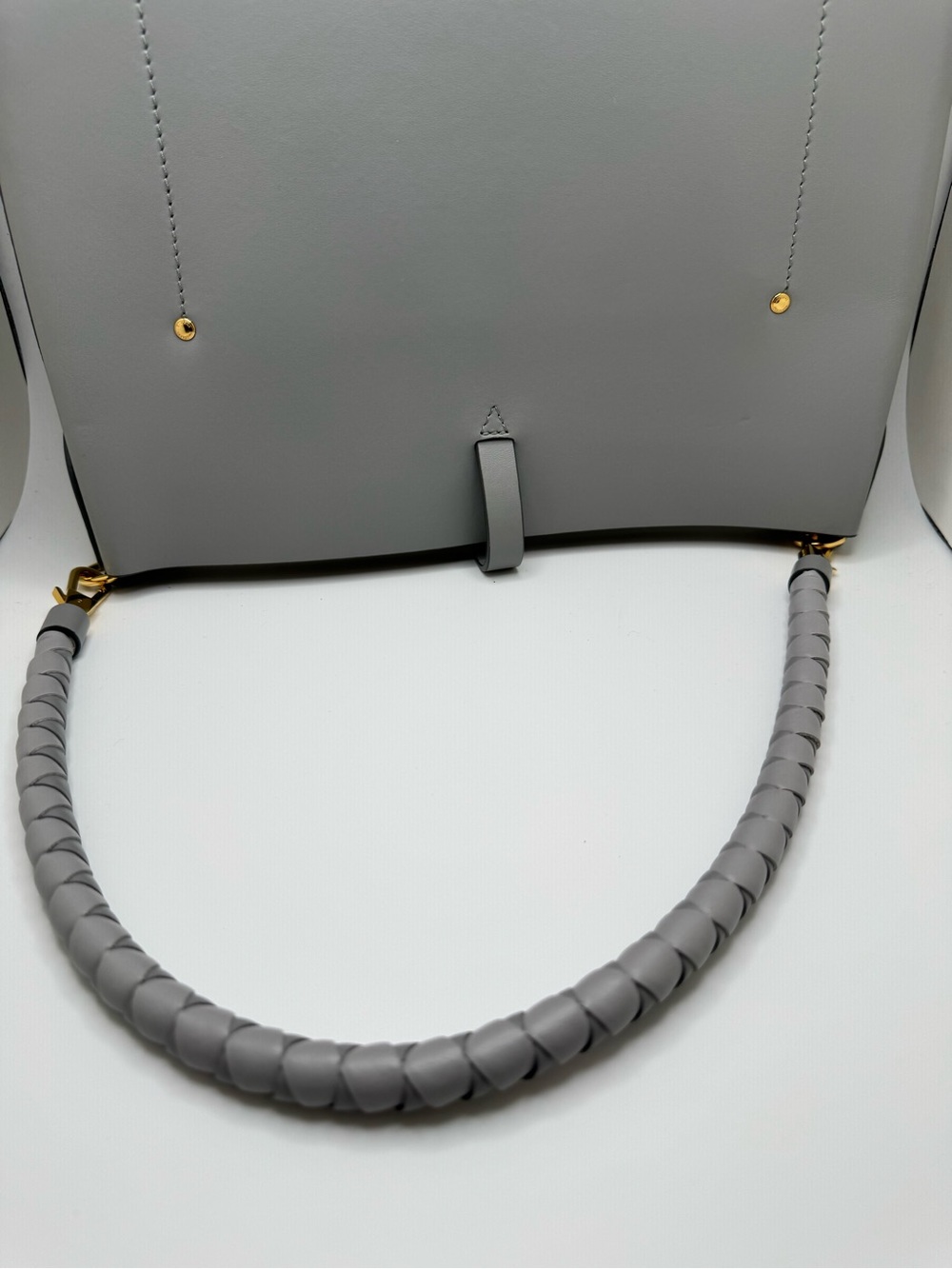 Burberry Anne Hobo Bag Cloud Grey Leather TB Monogram Large - Picture 7 of 12